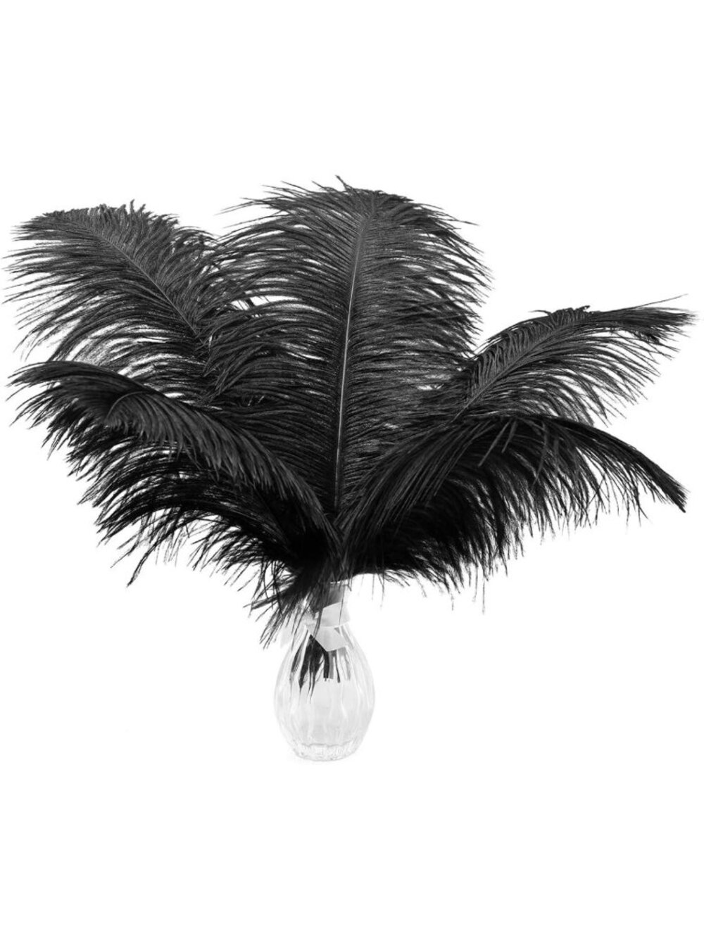 Elegant Black Ostrich Feather Centerpieces - 24 Pcs, 10-12 Inch Bulk Decor